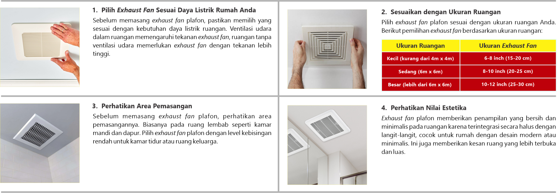 Cara memilih exhaust fan plafon